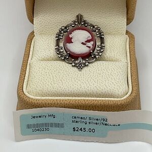 Elegant Silver and Red Cameo pendant